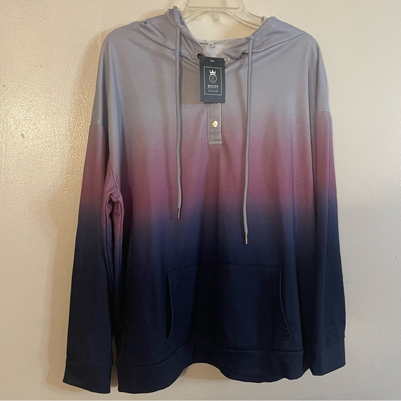 ETCYY Women's Color Block Hoodie Drawstring Sweatshirt with Pocket Size XL - Picture 3 of 9